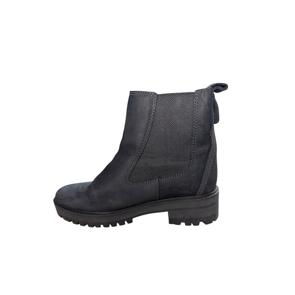 Timberland Courmayeur Chelsea Boots Black Nubuck Leather 7.5 Lug Sole Trendy - Picture 3 of 9